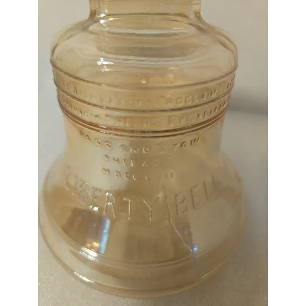 Vintage Liberty Bell Iridescent Bank Pass & Stow Amber Carnival Glass Coins 4
